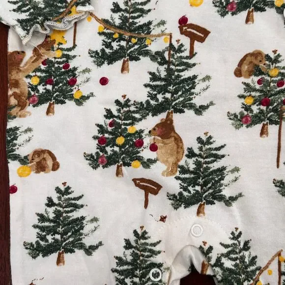 Burt's Bees Baby Mama Bear Christmas Jumpsuit & Knot Top Hat Girls Sz Newborn - Picture 6 of 6